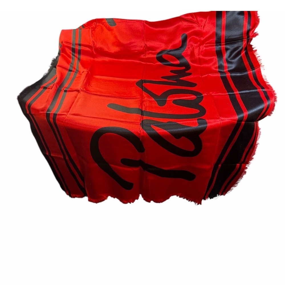Paloma Picasso Red and Black Striped Silk Scarf